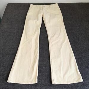 J. Galt Flared Corduroy Pants Women Medium Cream Cotton Pockets Low Rise Classic